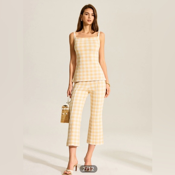 Commense Gingham Print Pants Set - Butter Yellow 🌻 - Picture 2 of 7